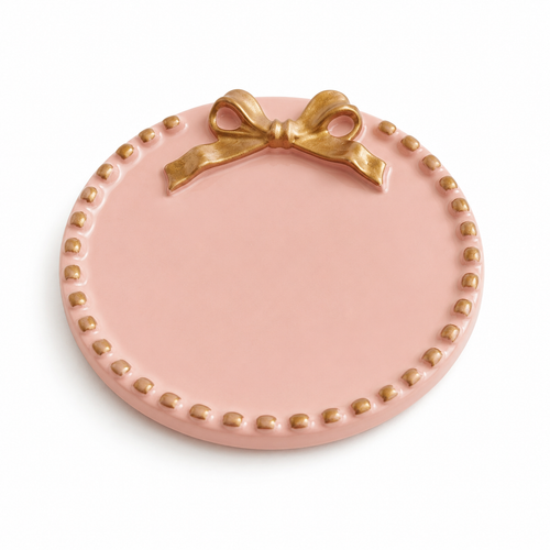 Pink Round Bow Trinket Tray