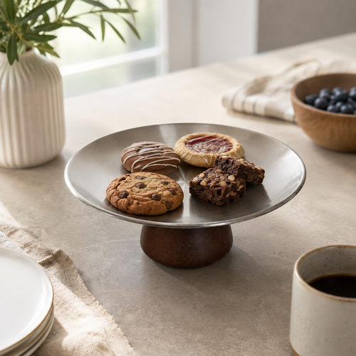 Walnut Pedestal Serving Tray