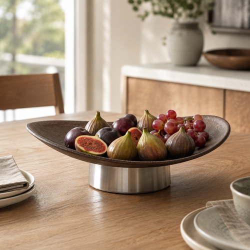 Coffee Brown Pedestal Fruit Bowl
