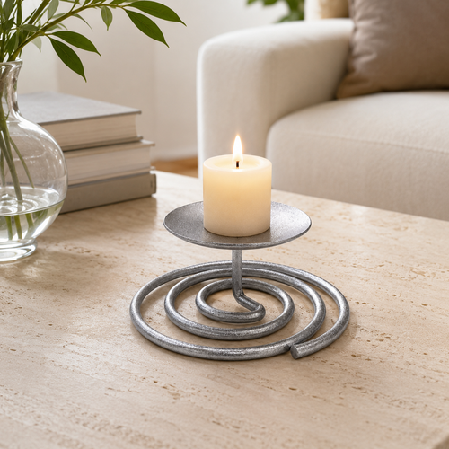 Silver Spiral Candle Holder