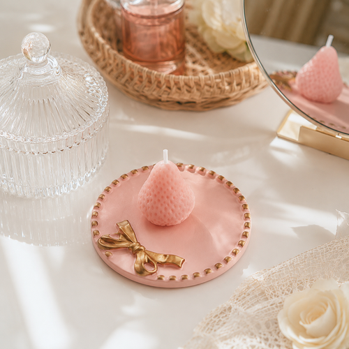 Pink Round Bow Trinket Tray